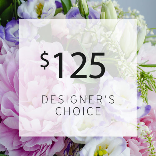A bouquet of flowers with the price $ 1 2 5.
